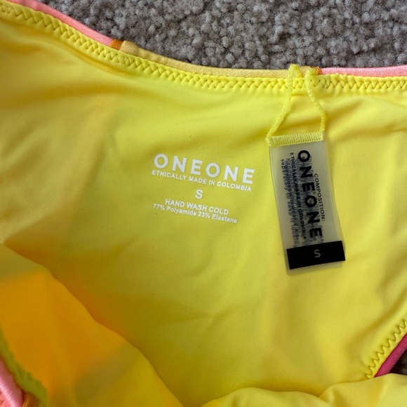 ONEONE Elodie Bikini Bottoms Pink Yellow Stripe NWT Size Small! - Picture 4 of 6